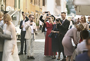 romantic wedding in Italy and reception at roof garden