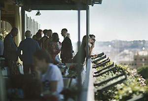 romantic wedding in Italy and reception at roof garden