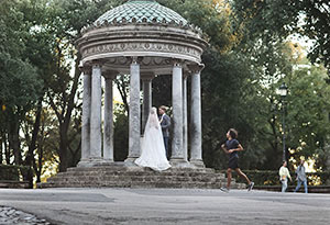 romantic wedding in Italy and reception at roof garden