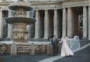romantic wedding in Italy and reception at roof garden