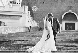 romantic wedding in Italy and reception at roof garden