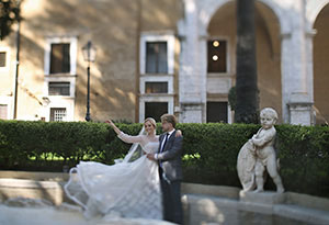 romantic wedding in Italy and reception at roof garden